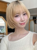 バイオレット 表参道店(Violet) ボブレイヤーハイトーンミルクティーシースルー前髪カットIB-31