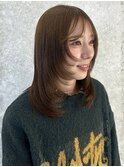 ミディアムレイヤー シースルーバング ハッシュカット 髪質改善