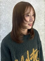 アイリス 天文館店(AIRIS)&nbsp;ミディアムレイヤー シースルーバング ハッシュカット 髪質改善