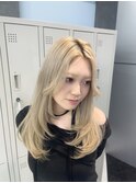 黒髪クラゲヘアー/オリーブグレー/小顔ココアベージュ