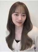 顔周りレイヤーカットくびれヘアミルクティーベージュカラー韓国