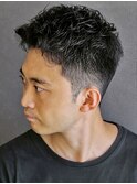 刈り上げアップバング×MIXパーマ