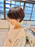 大人可愛い20代30代40代黒髪前下がりショートボブ丸みショート◎