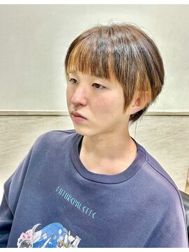 ヨシザワインク プレミアム 築地店(YOSHIZAWA Inc. PREMIUM) バングヘア/ブラウンカラー/耳掛け/ワックスなし/さらさら