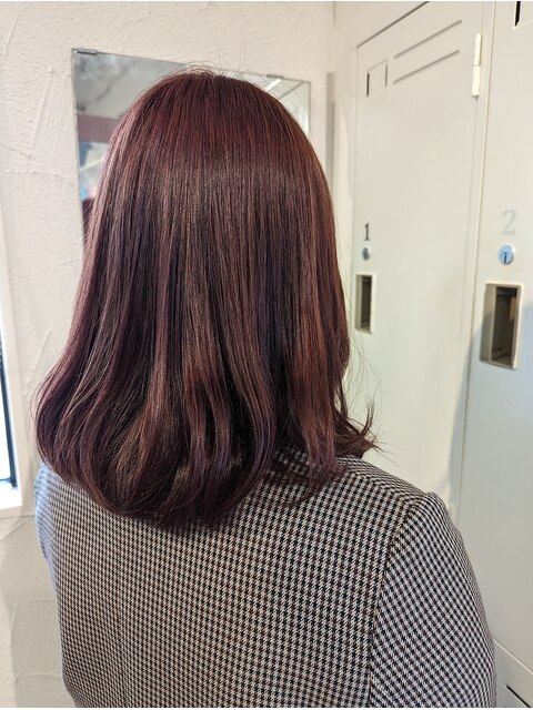 深みpink color×medium bob