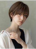 20代30代丸みショート似合わせカットシースルーバングハイライト