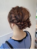 ★結婚式お呼ばれドレスヘア編み込みポニーテールアップスタイル