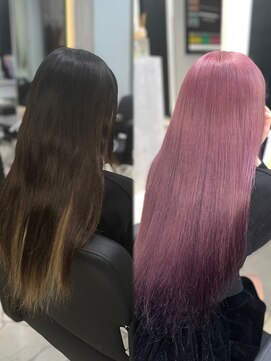 ラピステン 福岡天神 大名店(Lapis) ピンクラベンダー/チェリーブラウンミニウルフデジタルパーマ