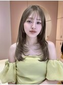 レイヤーカット顔まわり前髪矯正オリーブベージュharuhi
