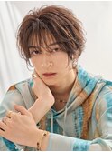 ニュアンスフェザーシースルーブラウンカラーセンターパート
