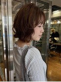 ワンカラーハニーブラウンレイヤーボブ