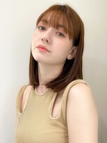 くびれヘアアプリコットオレンジ夏ヘアハイライトカラー