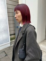 カフ(CAF)&nbsp;CAF松本【ストレート外ハネボブ×レッド系カラー】