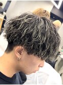 渋谷メンズハイライトメンズメッシュマッシュウルフパーマ