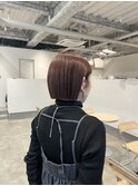 丸くならないボブ/ナチュラル暖色カラー/枚方美容室/大阪美容室