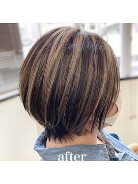 ジェルム ヘアーワークス(germe hair works) ショートボブ×バレイヤージュ