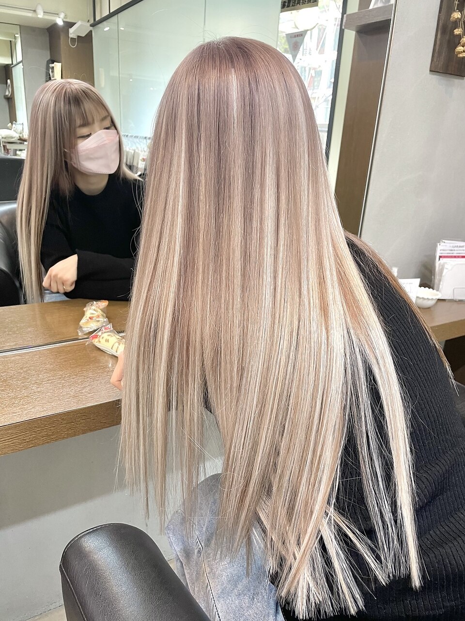 ハイトーンエクステ/ミルクティーベージュ×ホワイトブロンド