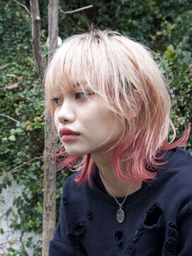 ロリム(RorriM) ウルフカット　ダブルカラー　グラデーションカラー　ピンク