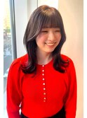 ココアグレージュ×くびれミディアム×ポイントストレートパーマ