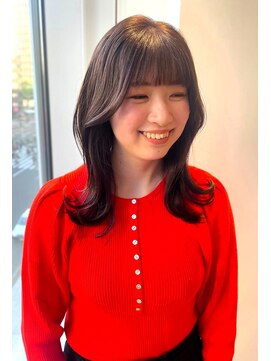 ビーハイブ 一番町店 アヴェダ(BEHIVE) ココアグレージュ×くびれミディアム×ポイントストレートパーマ