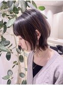 伸ばしかけど肩上ミディアムレイヤーカットくびれヘア前髪カット