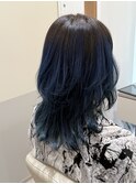 ブルーグラデーションのロングウルフ