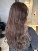 レディースロングダブルカラーインナーカラーピンクベージュ