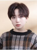 マッシュ韓国刈り上げツーブロックワックスなしアッシュブラウン