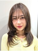 ロングハイレイヤー　グレージュ　ワンカール　美髪　