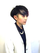 プランクスター(prankster)&nbsp;[prankster]重め前髪のインナーカラー グレー×レッド