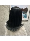 20代30代大人可愛い毛先パーマアッシュグリーンアッシュ肩ライン