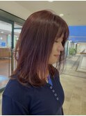 顔周りレイヤー/レイヤー/暖色カラー/ワインレッド