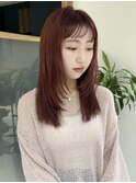 小川/ブリーチなしwカラーレイヤーカットレッドブラウン小顔