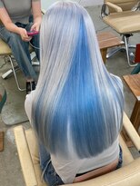 プネル 渋谷(PUNEL)&nbsp;ペールブルー　モードブルー　アンブレラカラー　ケアブリーチ