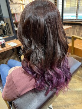 オーブ ヘアー リリー 博多2号店(AUBE HAIR lily) ラベンダーベリーピンクグラデーションカラー