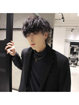 ウェーブ(WAVE) マッシュウルフ×インナーカラー×ソフトツイスパ/メンズパーマ