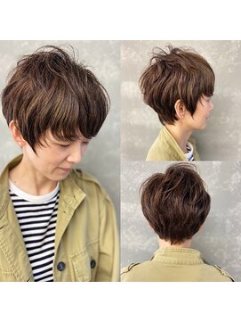 トゥージュ ベル(Toujours Belle) マッシュニュアンスショート×脱白髪染めベージュカラー