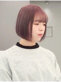 ピンクベージュ/ボブ/似合わせカット