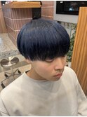 ブルーカラーマッシュ刈り上げブリーチカラーダブルカラー調布