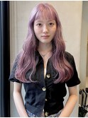 くすみピンク/ハイトーン/ロングヘアー/上田