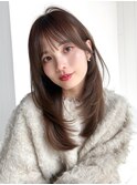 ロング前髪カット韓国ヘア顔周りレイヤー_F41246