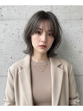 ヘアーズベリー 春日原店(hairs BERRY) 透けるグレージュ×顔周りレイヤーの大人可愛い外ハネくびれボブ