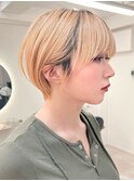 大人可愛い20代30代40代前下がりショートボブ/ハンサムショート