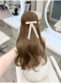 盛れる顔周りカット*ブリーチなしカラーミルクティーベ－ジュ