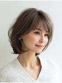 白髪ぼかし脱白髪染め似合わせショートボブ40代50代60代
