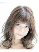 黒髪/グレーベージュ/レイヤーロング/前髪パーマ/銀座