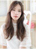 mod's百道浜/ウザバングショコラアッシュ抜け感ゆる巻きロングb
