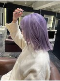ハイトーン・バイオレットカラー・切りっぱなしボブ
