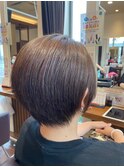 大人かわいいひし形丸みショート☆透明感アッシュベージュ