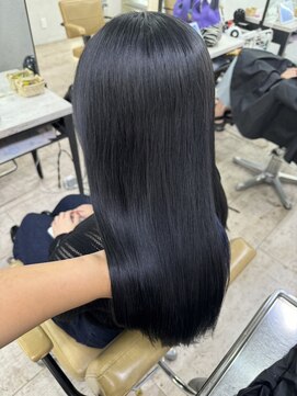 アジールヘア 所沢プロペ通り店(agir hair) ネビージュブルーブラック小顔ワンレンケアブリーチ所沢韓国